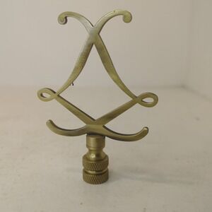 Vintage Solid Brass Lamp Finial 3.25"‎ Ornate Script Flowing Top